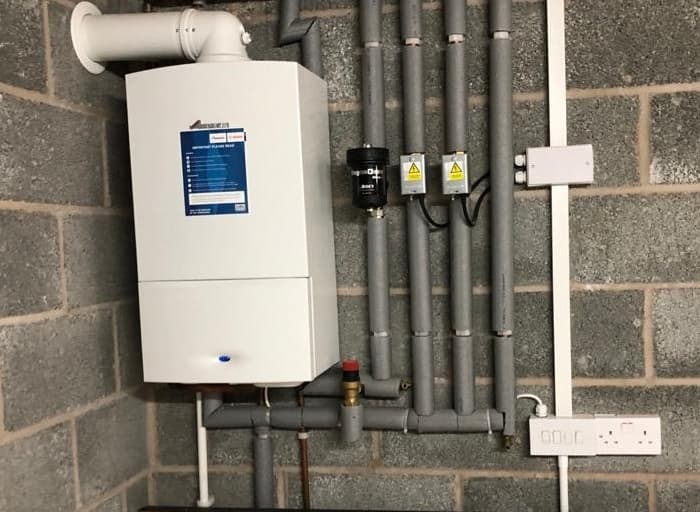 Boiler attached to wall